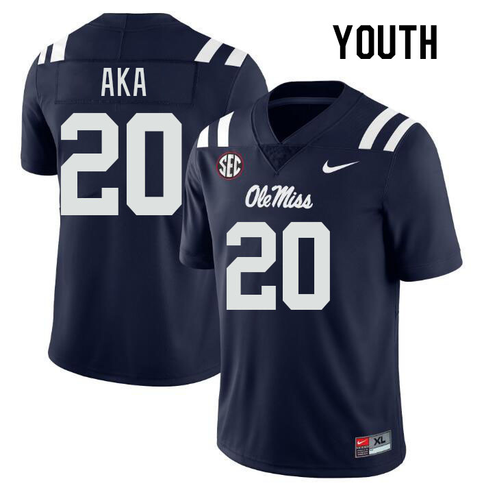 Youth #20 Joshua Aka Ole Miss Rebels College Football Jerseyes Stitched Sale-Navy